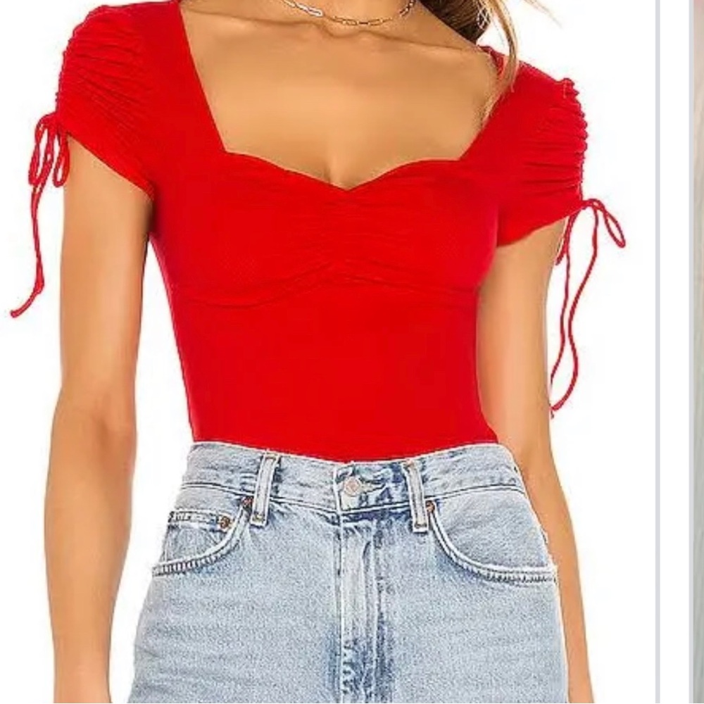 Red Cropped Super Down XXS Going Out Top